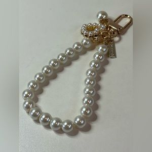 Handmade Faux Pearl Charm/Key Chain with heart